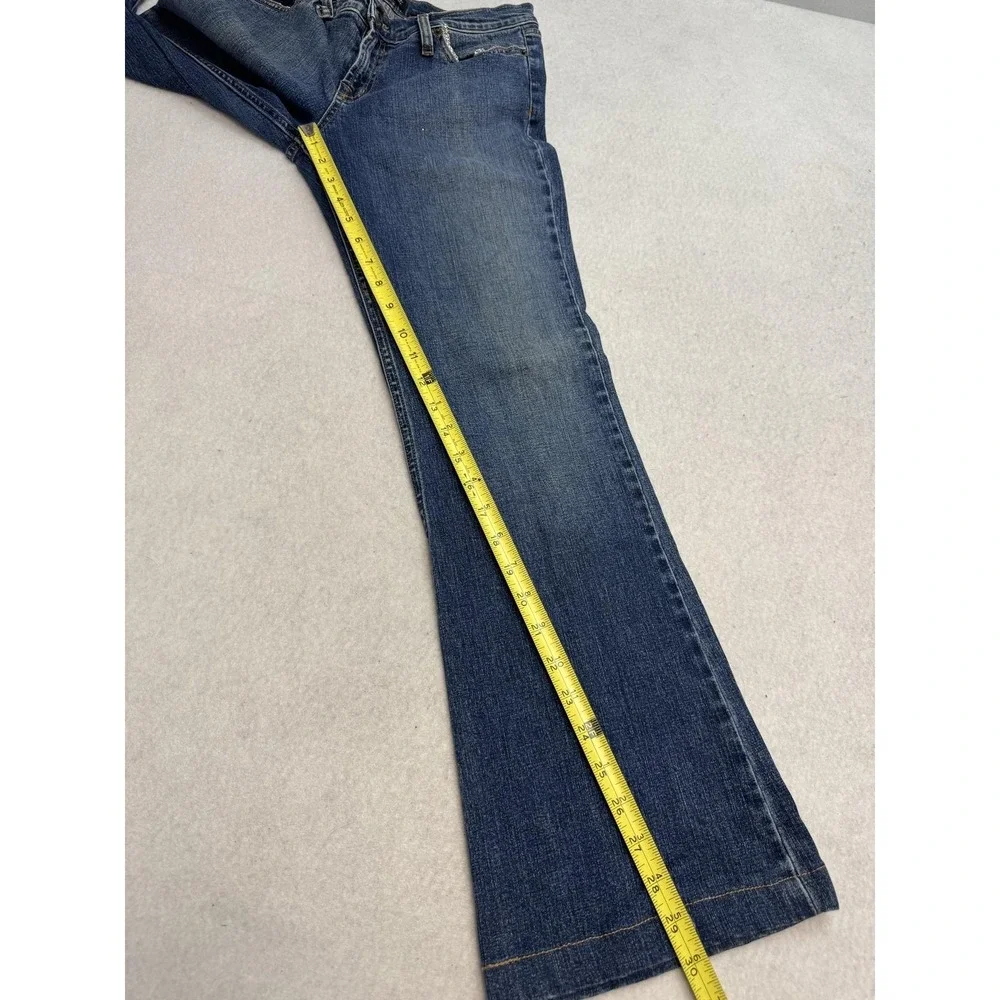 Allen B. By Allen Schwartz Jeans Womens 30 Blue Mid Rise Wide Leg Rhinestone - Picture 8 of 13